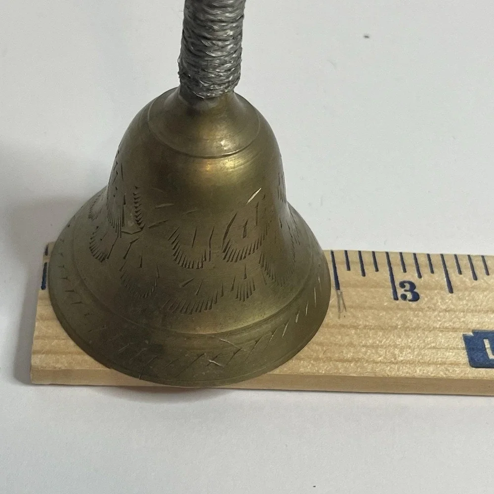 Vintage Brass Bell Etched Leaves Design Very Unusual